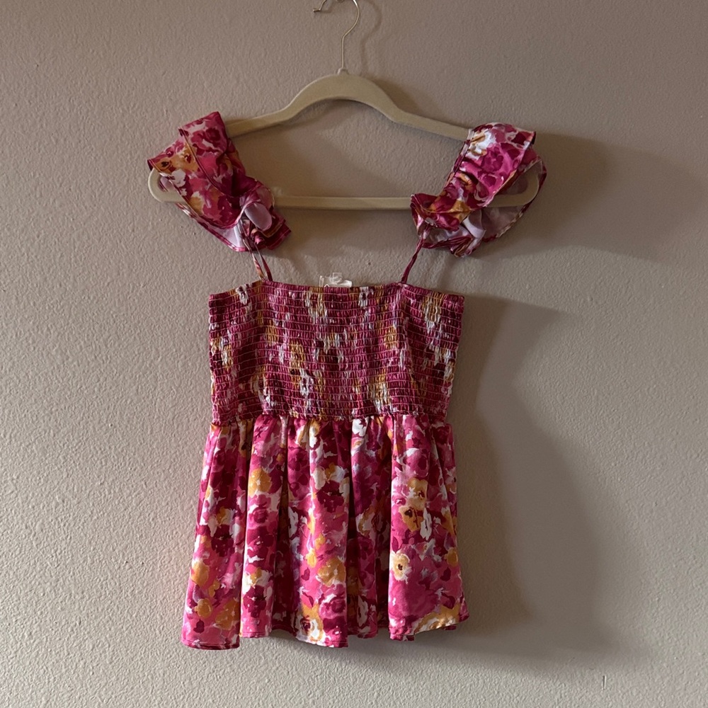 Peach Love California Pink Floral Tank Top